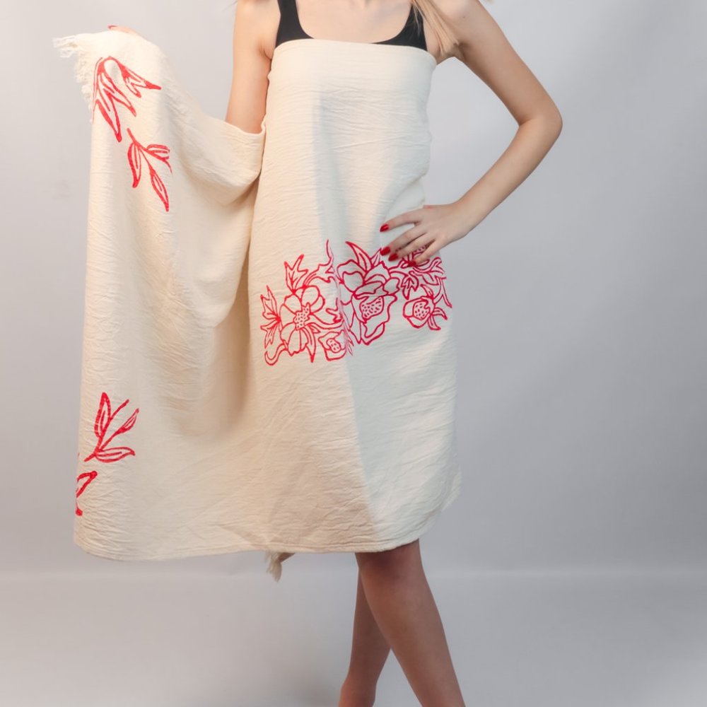 ICONIUM Luxury, muslin floral printed Peshtemal for women.